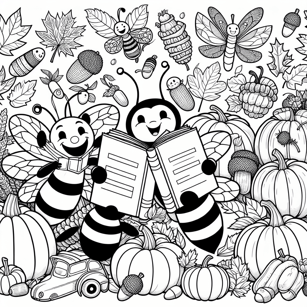Free Garden insects Coloring Pages for Kids - September 2025 International Literacy Day Special