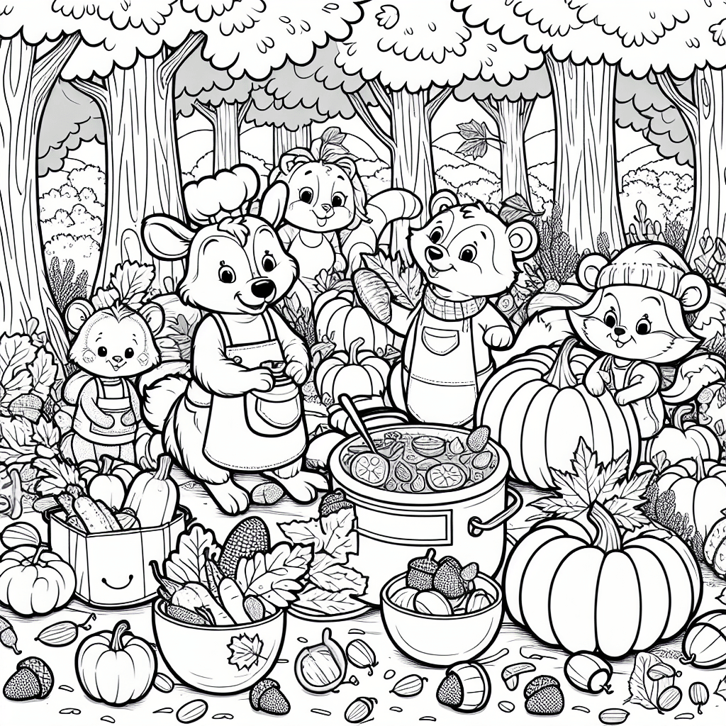 Free Forest animals Coloring Pages for Kids - September 2025 Fall harvest Special