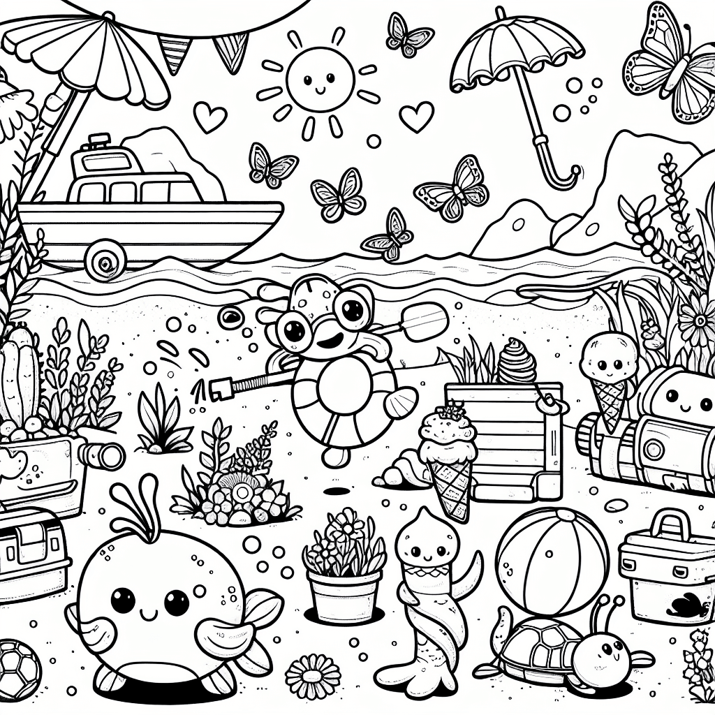 Free Underwater creatures Coloring Pages for Kids - August 2025 Summer Olympics memories Special